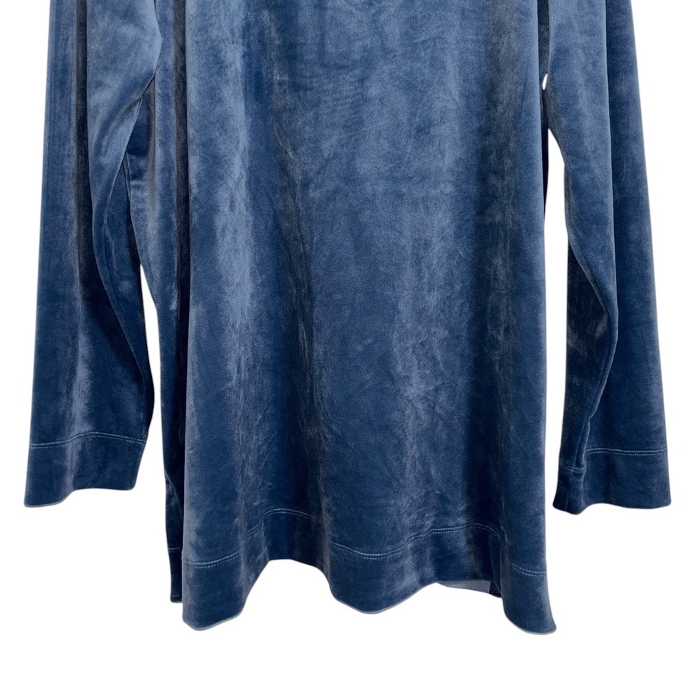 Pure Jill Blue Velour V-Neck Long Sleeve Tunic Top Quiet Luxury Boho Size Large - Picture 8 of 10